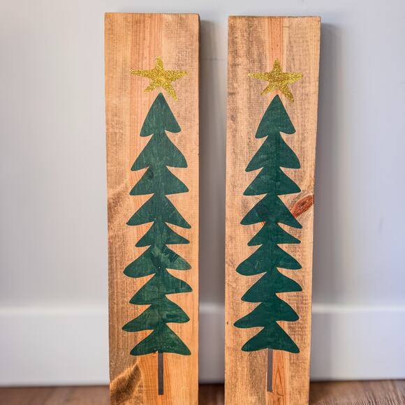 Simply Country Handpainted Christmas Trees on Raw Wood Boards-Matte Finish-Qty 2 - Picture 5 of 8